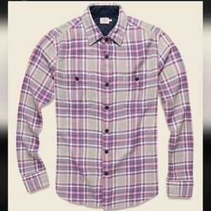 Brushed Alpine Flannel Vintage Mountain Plaid Organic Cotton Button Front Shirt